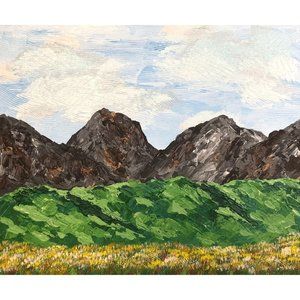 Mountains in Spring Acrylic Painting 11x14